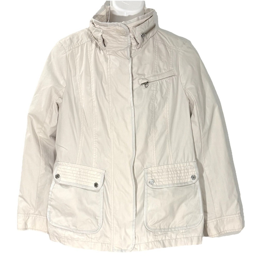 7 For All Mankind Barn Jacket Coat Womens Size XL Cream Zipped Out Hood